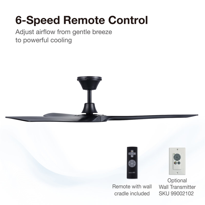 Abyss 56in 3-Blades Indoor/Outdoor Ceiling Fan with Remote Control, Black, Black