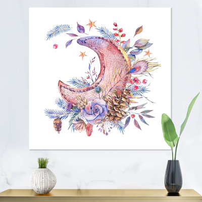 Reproduction d'art sur toile rose et mauve avec roses I - Bohème et éclectique