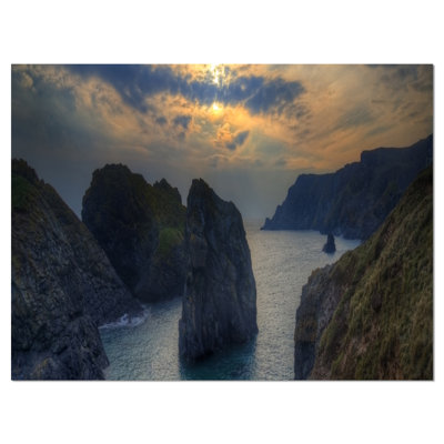 « dark rocky panorama littoral », reproduction de photo sur toile tendue