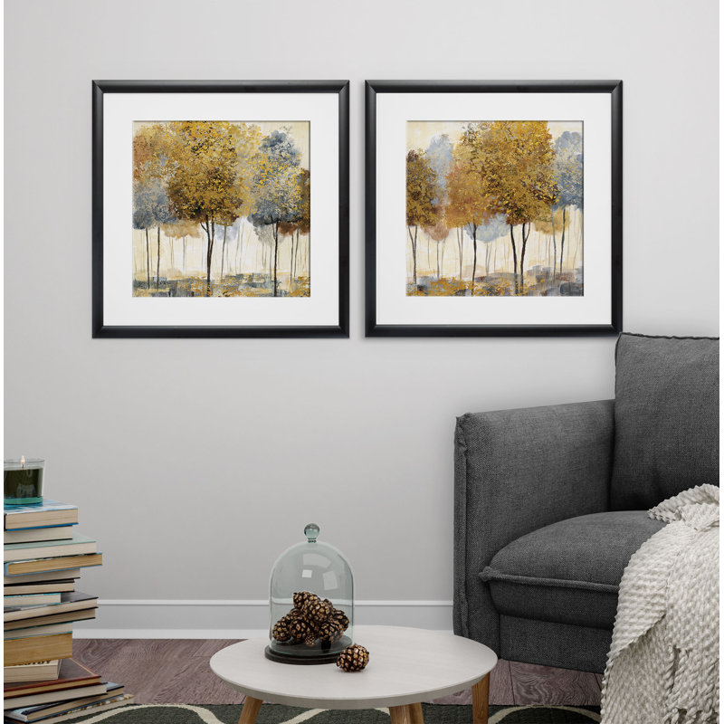 " Metallic Forest " 2 - Pieces, Black Framed