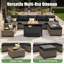 Ensemble de conversation modulaire de patio en résine tressée spéciale PE 10 pièces avec coussins de 10 cm et table foyer-1506204888
