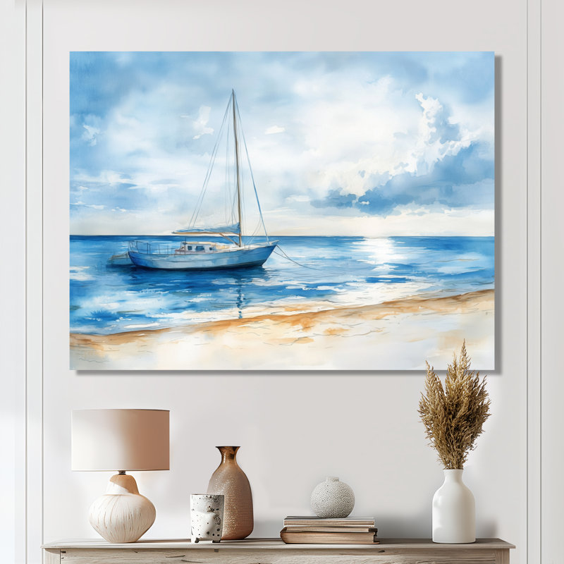 Calme Ancrage - Décoration murale en métal en forme de voilier, H 34 po x l 44 po
