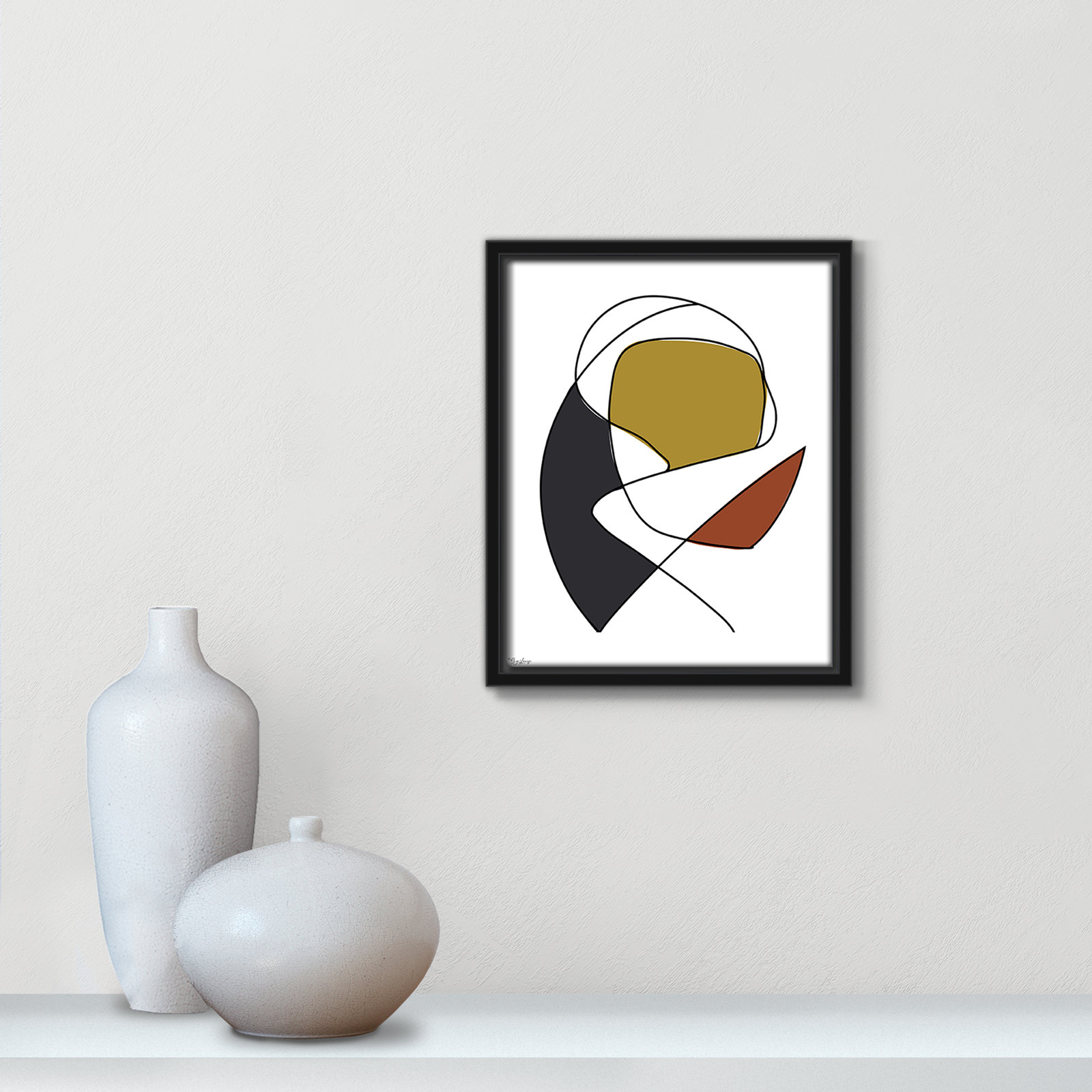 Paige "Abstract Tribeca 3" Print, Black, 11.5" H x 9.5" W x 2" D