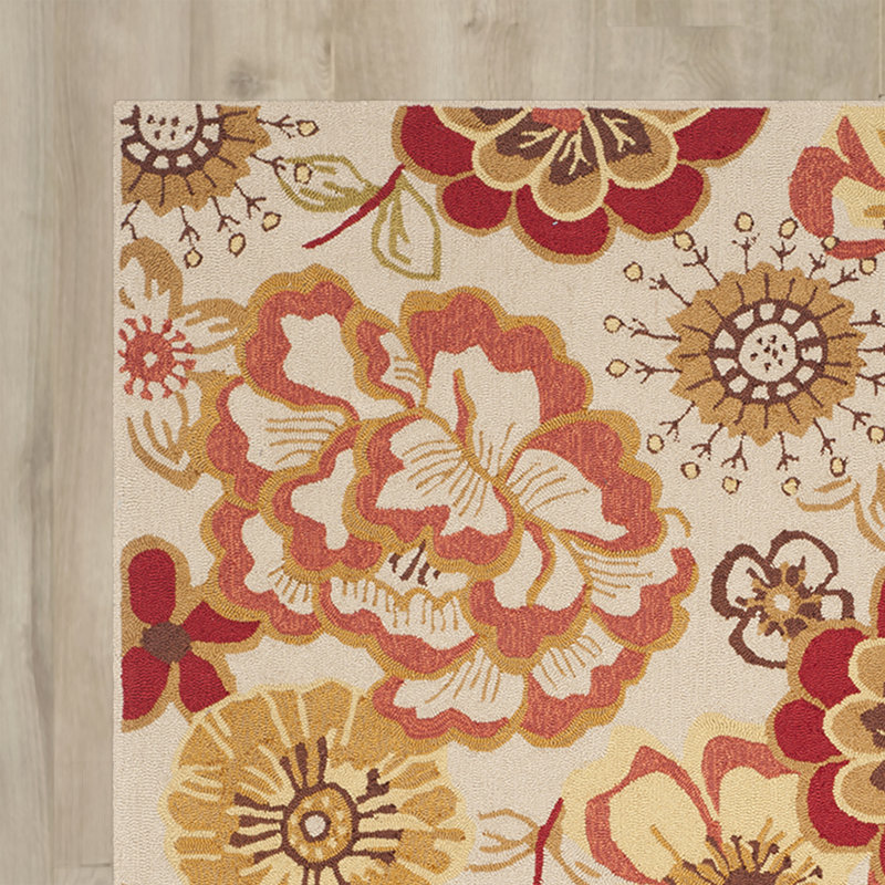 Tapis performance floral crocheté à la main Josephine, Rectangle 4 pi x 6 pi