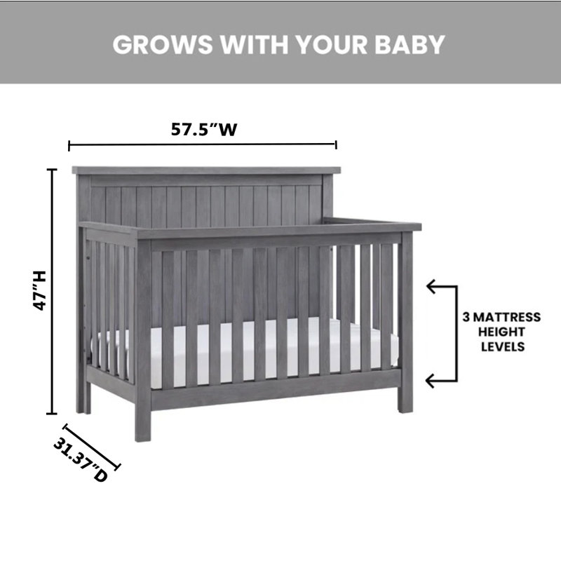Graystone Solid Wood 4-in-1 Convertible Crib