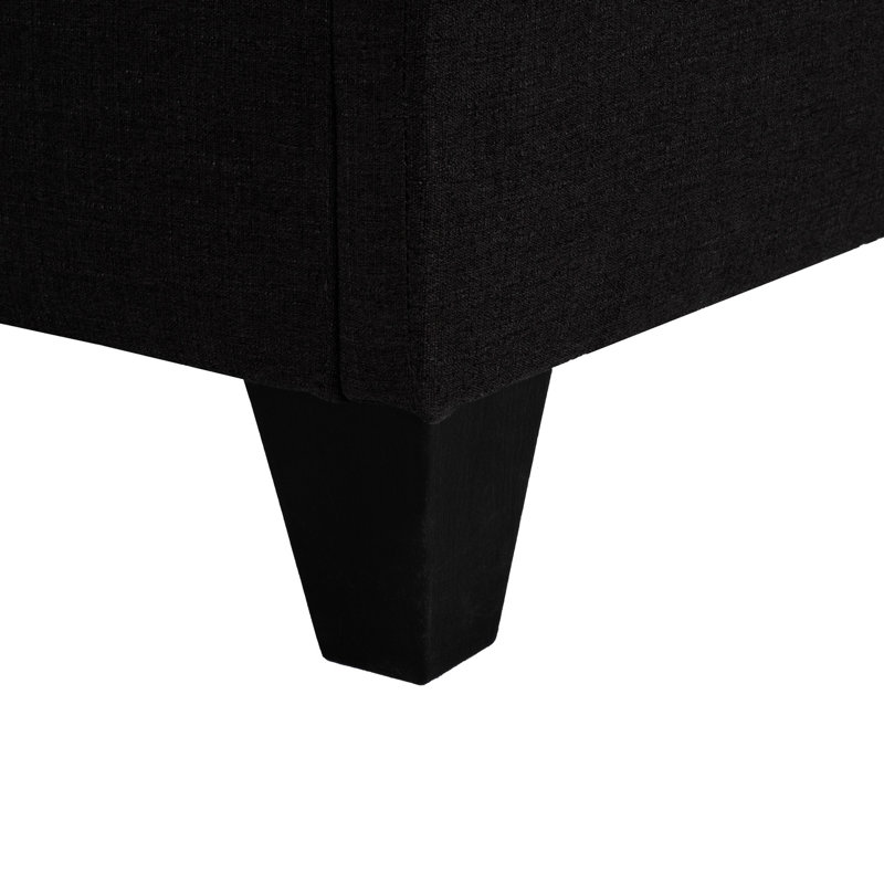 Bed Frame, Dark Grey Upholstered Linen, Solid Wood & Plywood Construction Modern Bed, Grey,
