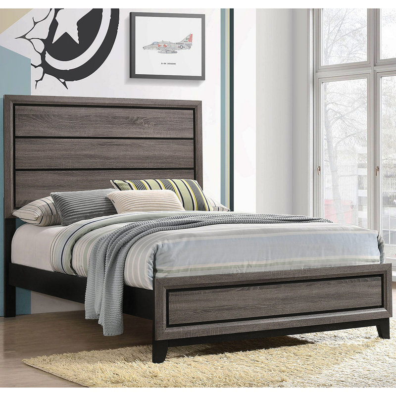 Cabrillo Grey Oak Wood Full Panel Bed