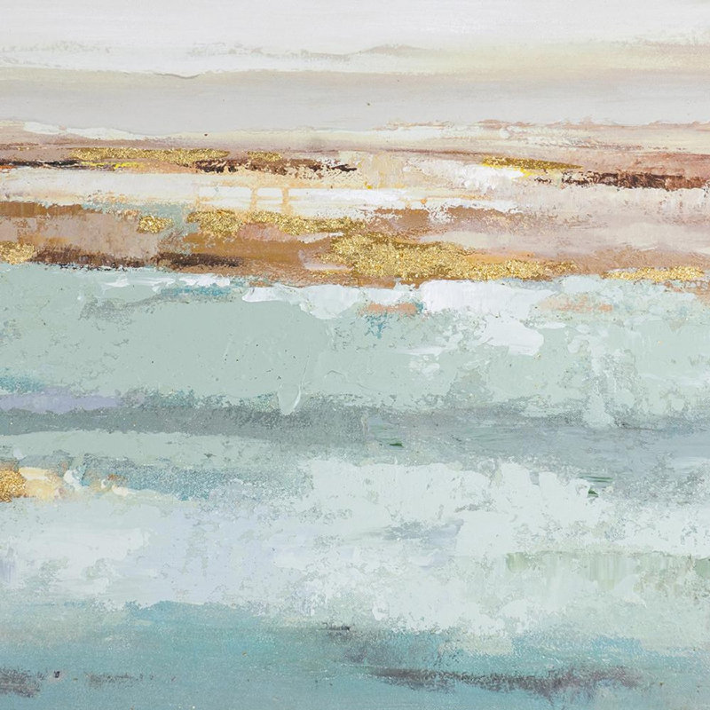 Ocean Day Blue and Gold Abstract Landscape Canvas Painting