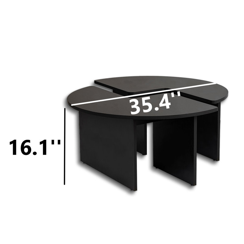 Ensemble de tables basses gigognes 2 pièces, Bois noir