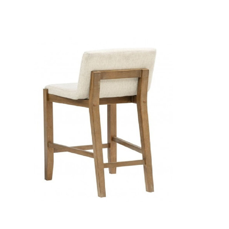 Solid Wood Upholstered Counter Height Bar Stool Set of 2, Light Brown