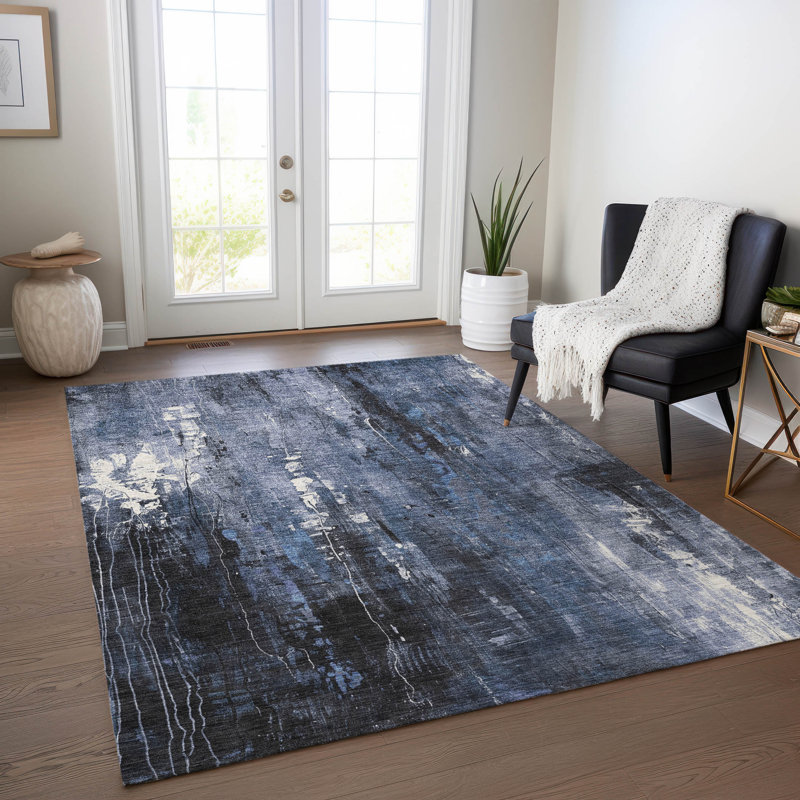 Tapis intérieur / extérieur bleu Caelion, 10 pi x 14 pi