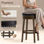 Tabouret de bar rembourré pivotant avec structure en bois massif et garniture cloutée-1270889246