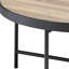 Table basse en X avec support à barre transversale, gris et noir, finition chêne vieilli aspect noir