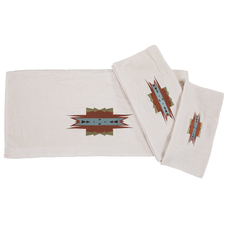 Ensemble de serviettes brodées 3 pièces, Crème