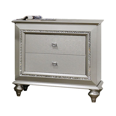 Champagne 2-Drawer Nightstand With Sparkling Trim