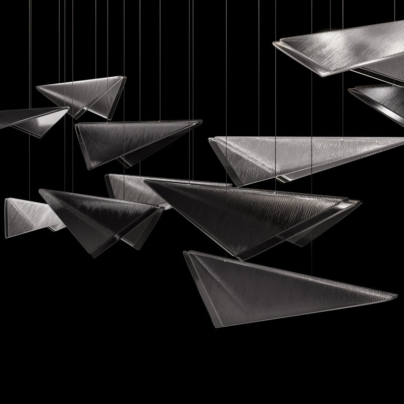 Volo Pendant, Smoke Linear, 6 Lights, Silver