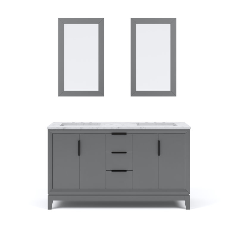 Elizabeth 60" Double Bathroom Vanity Set with Mirror, Cashmere Gray