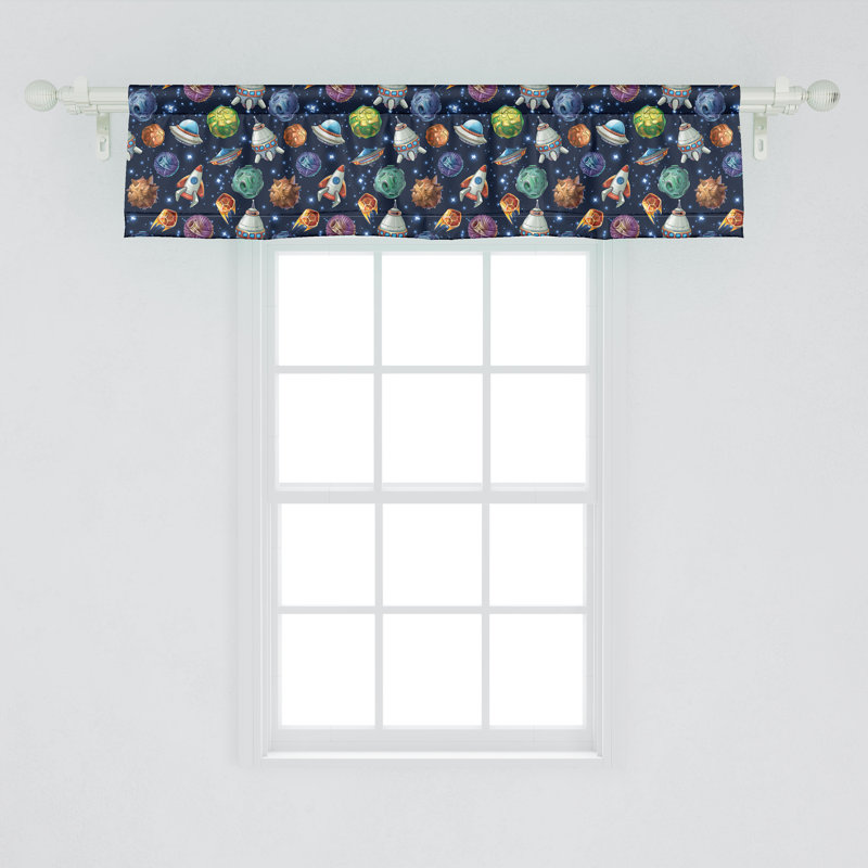 Ambesonne Space Valance Pack of 2 Futuristic Science Ufo - Multicolor, 42" W x 12" L
