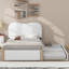 Lit plateforme simple tapissier avec pieds de support en bois et lit gigogne simple, blanc-1328240857