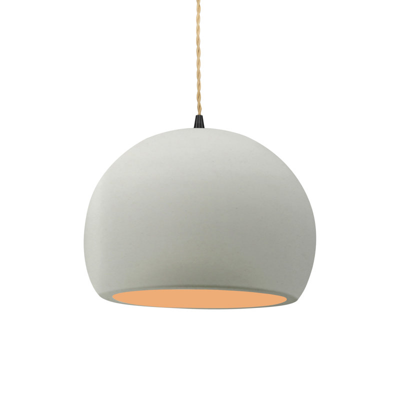 Luminaire suspendu à 1 lumière Aschwin, H 7,75 po x l 10 po x P 10 po, Blanc mat / or champagne, Laiton antique