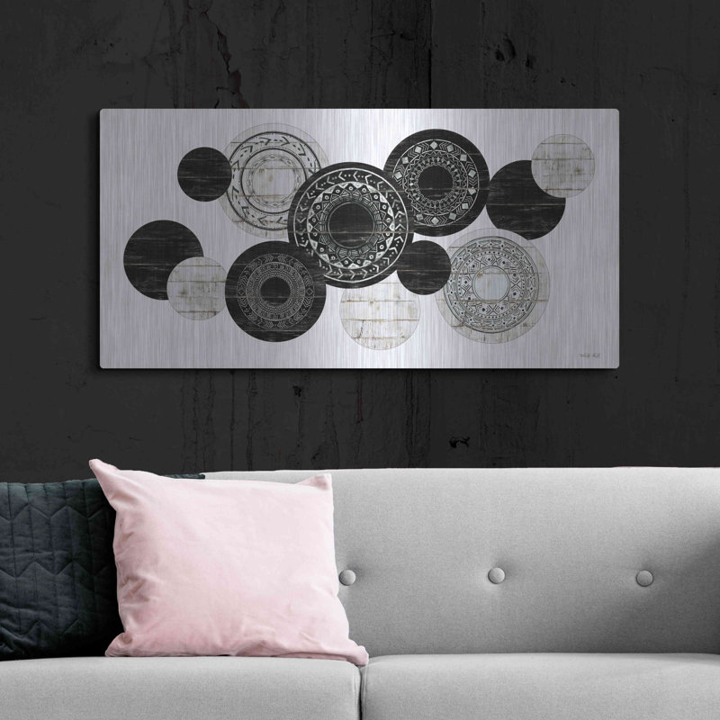Bungalow Bungalow «Textured Circles» par Cindy Jacobs, art mural en métal, MTL-14215, H 24 po x l 48 po