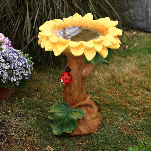 Glass Sunflower Bird Bath Wayfair