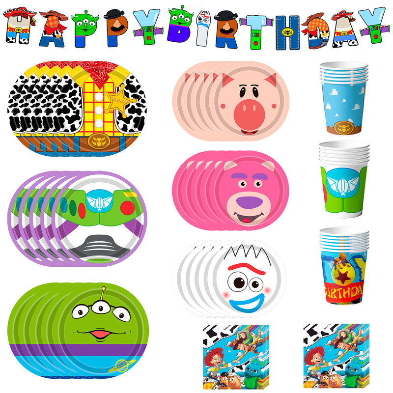 Ensemble de décorations de fête d'anniversaire pour enfants Toy Story, 133 pièces