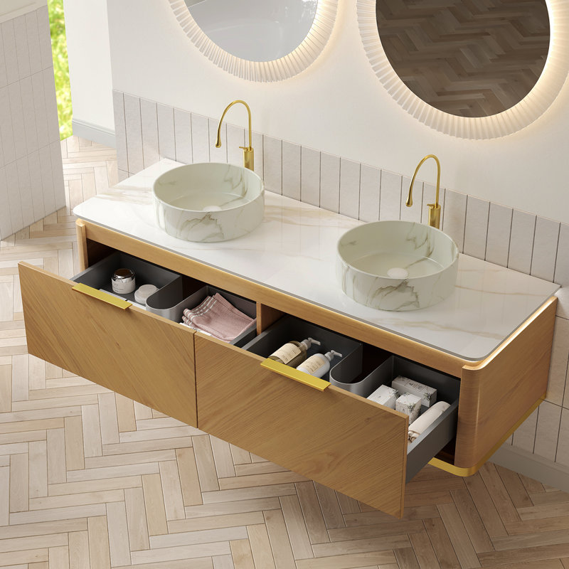 Meuble-lavabo et évier de salle de bain DIPA, Chêne