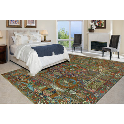 Kiai One-of-a-Kind 9'8" X 12'9" 2022 Wool Area Rug Green
