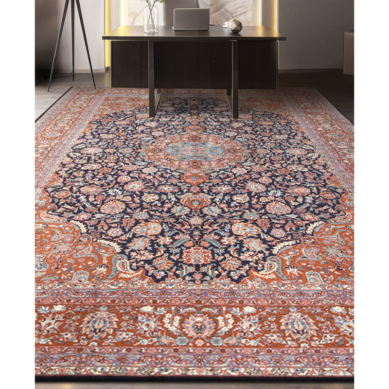 Hand Knotted Wool Area Rug in Blue/Red