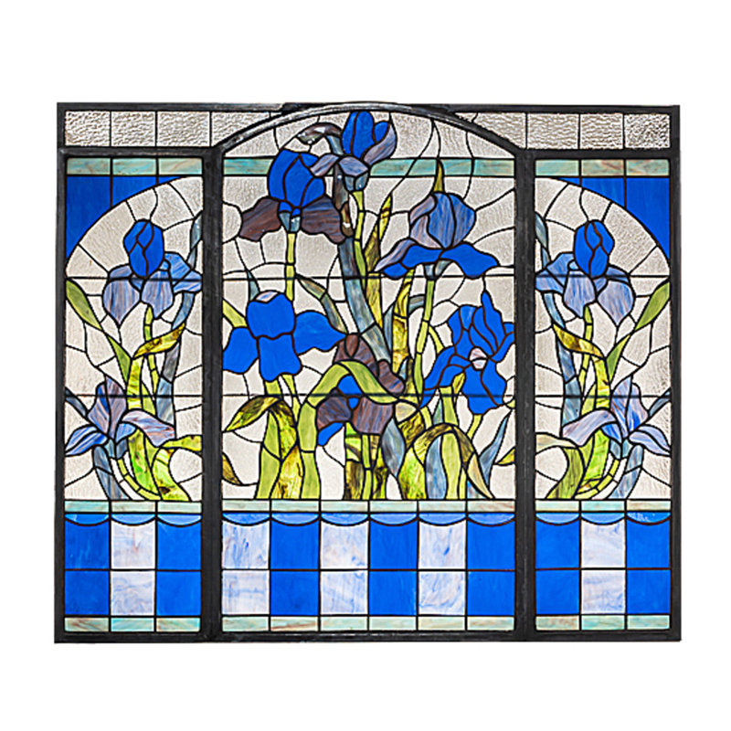 38.75" Wide X 33.5" High Iris Stained Glass Window