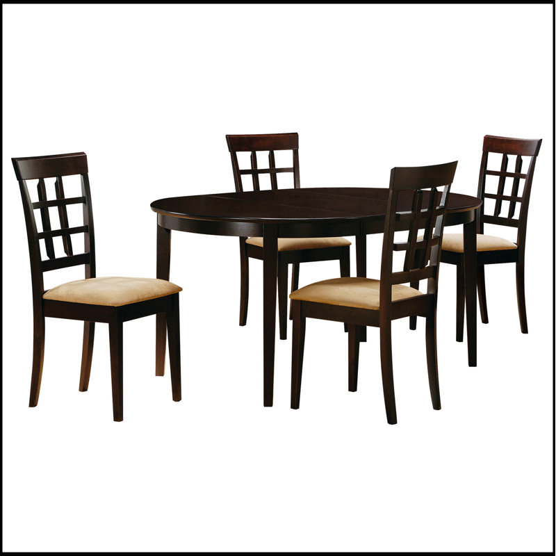 Ensemble de salle à manger extensible 5 pièces Missell Cappuccino and Beige, pour des expériences culinaires élégantes et polyvalentes.