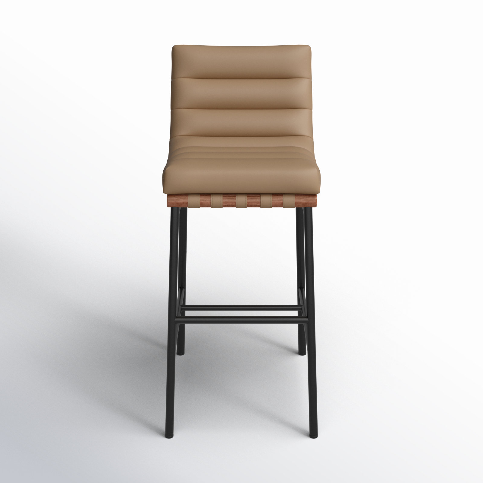 Vincentas Bar and Counter Stool, Tan Vegan Leather, Bar Stool (29.9" Seat Height)