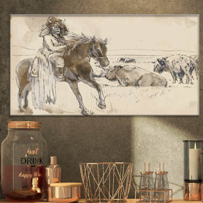 Imprimé de cheval d’équitation indien-impression de dessin