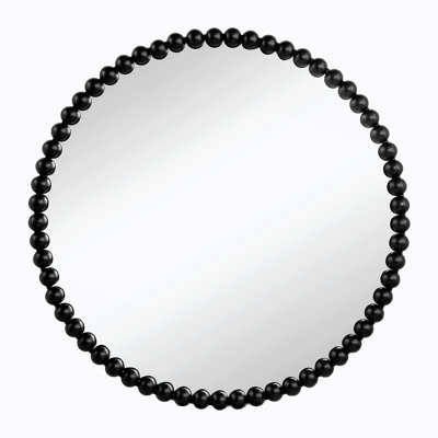 32" Circle Mirror with Metal Beaded Frame, Wall Mirror for Living Room Bedroom Entryway