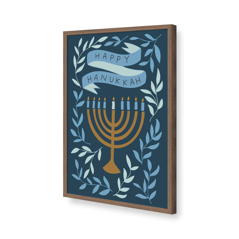 «Happy Hanukkah Menorah» par Garima Dhawan, H 40 po x l 30 po, Brun