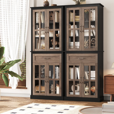 Aviva 70.9'' Kitchen Pantry with Glass Doors, Adjustable Shelf