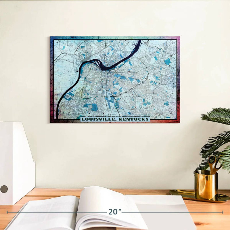 Carte de la ville de Aliaz Louisville, H 8 po x l 12 po