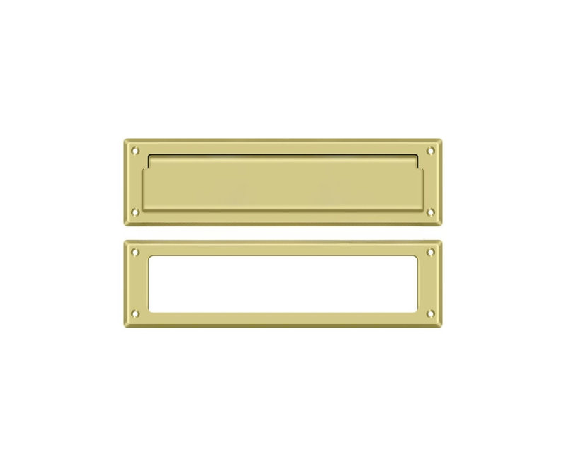 Brass Mail Slot, Polished Brass, 3.625" H x 13.125" W x 0.5625" D