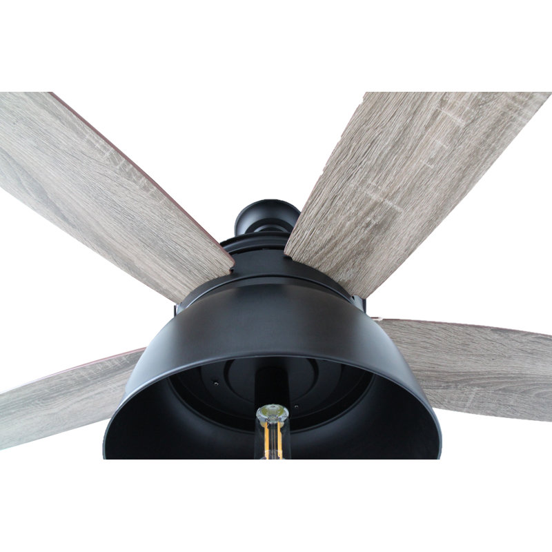 Ventilateur de plafond DEL d'intérieur / extérieur noir mat 52 pouces avec éclairage intégré et télécommande Palace Cove