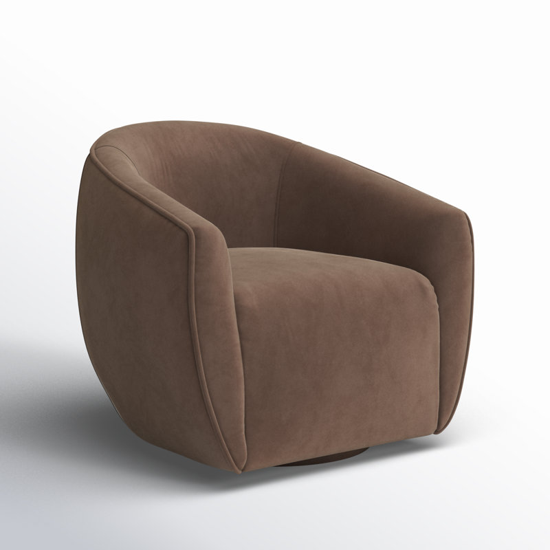 Layla Swivel Barrel Chair, Brown Velvet