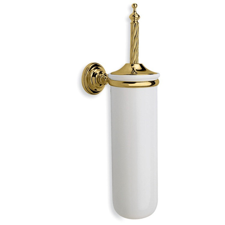 Giunone 13,3 po H Brosse de toilette murale et support, Or