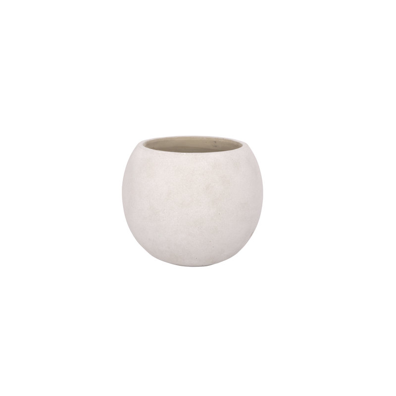 Terracotta Round Pot L Finish White