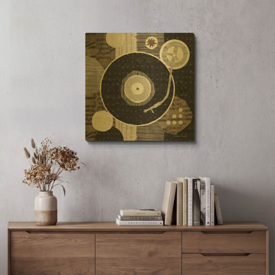 'Rock N Roll Album Neutral' By Michael Mullan Gold Metal Wall Art, 24" x 24"