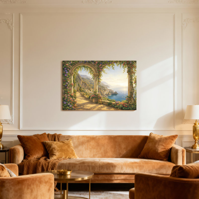 Scène de jardin paysage urbain, H 16 po x l 24 po