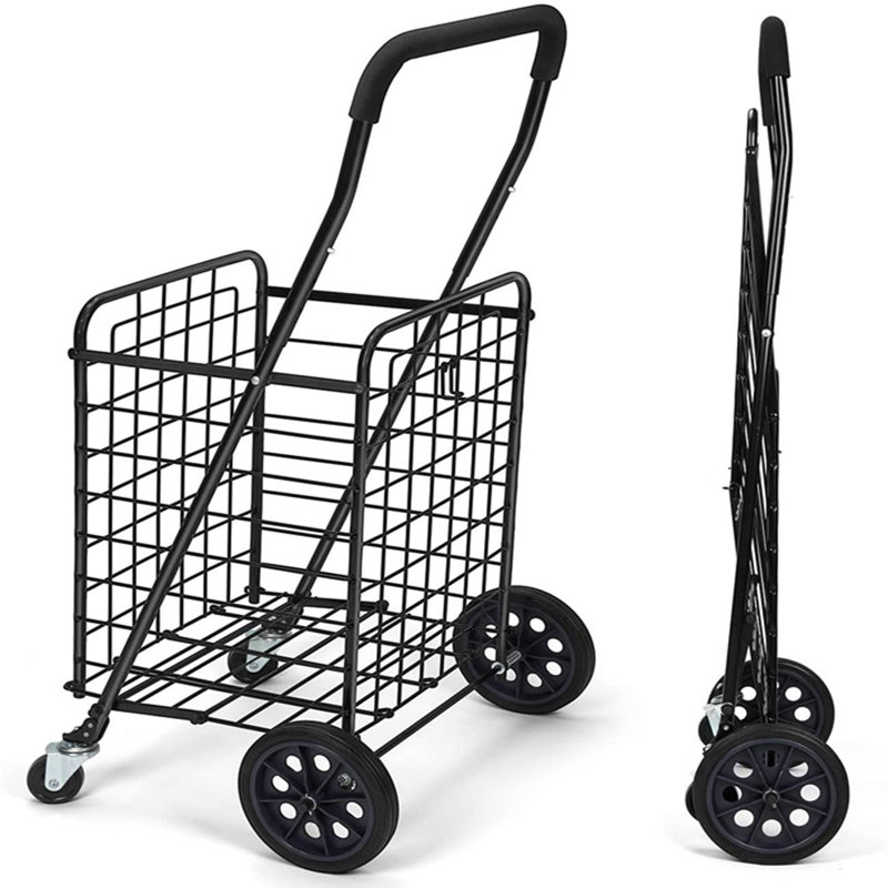40.5'' H x 16.9'' W Utility Cart with Wheels, Black