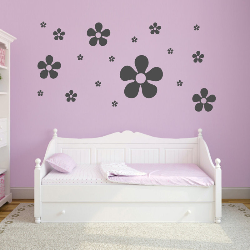 Ensemble d'adhésif décoratif 18 pièces fleur, Gris foncé