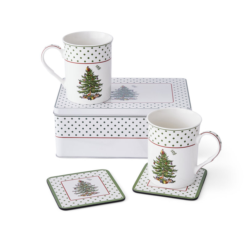 Christmas Tree POLKA DOT MUG AND TIN SET
