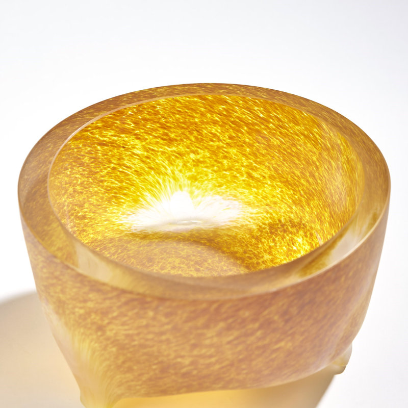Freeform Tripod Bowl-Frosted Irys Gelp, 4.5" H x 7.75" W x 7.75" D