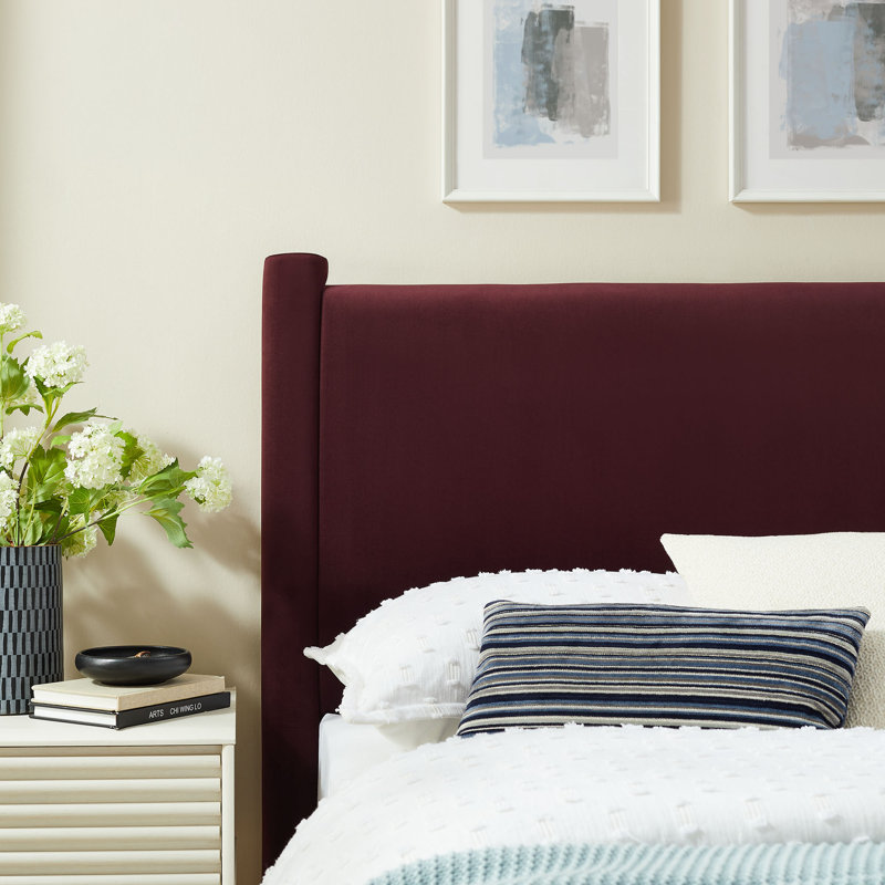 Rael Performance Velvet Headboard, Mulberry, Twin
